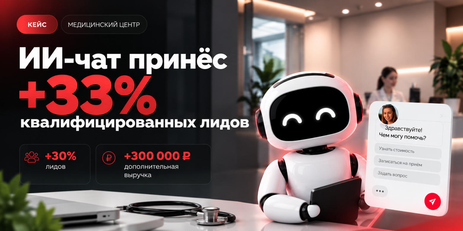 Кейс: ИИ‑чат принёс мед. центру по протезированию +33% квалифицированных лидов и около 300.000 ₽ дополнительной выручки - 1